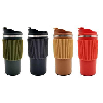OFFICE CUP 450ml Tazza da caffè da viaggio in acciaio inossidabile a doppia parete con custodia in silicone