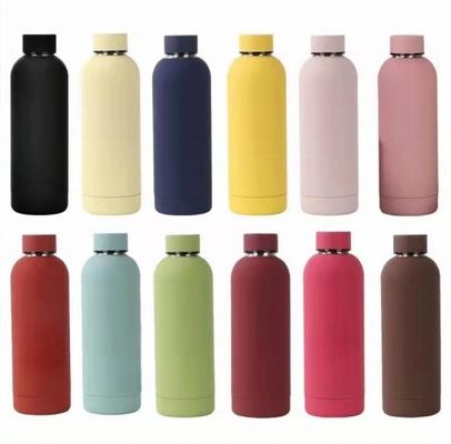 Acciaio inossidabile 304 500ml Tazza sportiva Vernice di gomma Bottiglia d'acqua con coperchio di qualità alimentare PP