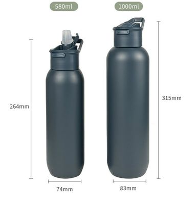 Sicurezza 32 oz / 1000 ml Doppia parete vuoto Isolato Acciaio inossidabile Bottiglia d'acqua con coperchio di paglia