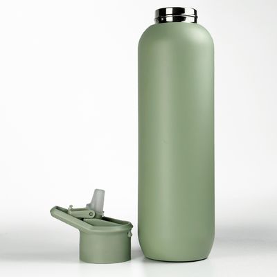 Sicurezza 32 oz / 1000 ml Doppia parete vuoto Isolato Acciaio inossidabile Bottiglia d'acqua con coperchio di paglia
