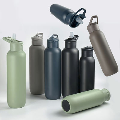 Sicurezza 32 oz / 1000 ml Doppia parete vuoto Isolato Acciaio inossidabile Bottiglia d'acqua con coperchio di paglia