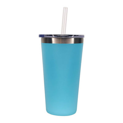 Logo personalizzato Bottiglia d'acqua in acciaio inossidabile da 500 ml con tazza dritta e cannucce