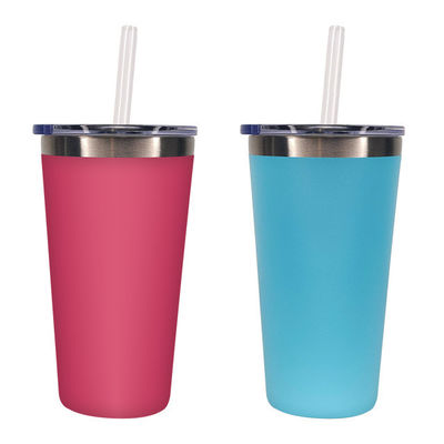 Logo personalizzato Bottiglia d'acqua in acciaio inossidabile da 500 ml con tazza dritta e cannucce