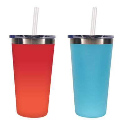 Logo personalizzato Bottiglia d'acqua in acciaio inossidabile da 500 ml con tazza dritta e cannucce