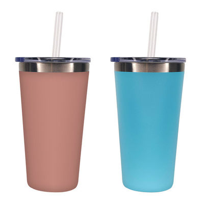 Logo personalizzato Bottiglia d'acqua in acciaio inossidabile da 500 ml con tazza dritta e cannucce