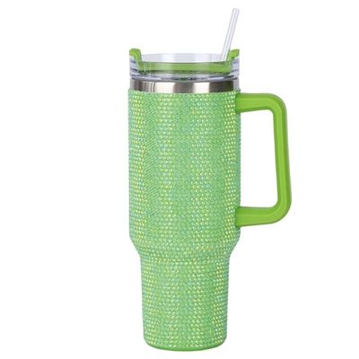 40oz di rhinestone stuffato Tumbler Cup con manico e paglia costruzione a doppio muro