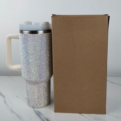 40oz di rhinestone stuffato Tumbler Cup con manico e paglia costruzione a doppio muro