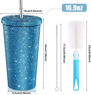 500ml di acciaio inossidabile a vuoto isolante per il caffè con copertura di paglia e paglia