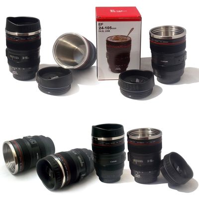 253.4g Camera a doppia parete in acciaio inossidabile Lente tazza di caffè per gli appassionati di fotografia