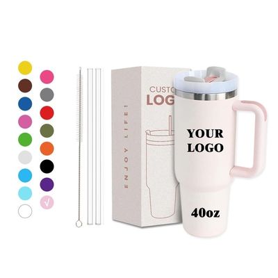 Logo personalizzato 40 oz doppio muro in acciaio inossidabile Tumblers di viaggio Maniglia per un viaggio facile