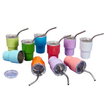 Acciaio inossidabile 2 oz Shot Glass Tumbler con coperchio di paglia Mantenere le bevande calde o fredde 6-12 ore