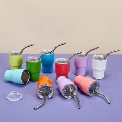Acciaio inossidabile 2 oz Shot Glass Tumbler con coperchio di paglia Mantenere le bevande calde o fredde 6-12 ore