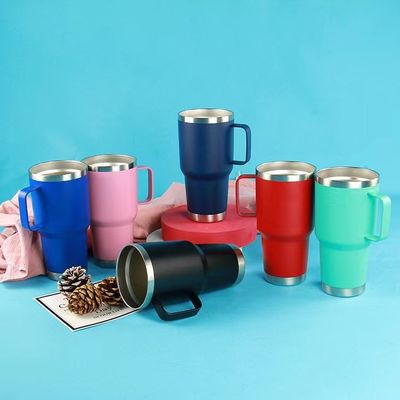 30oz Tumbler con maniglia doppia parete vuoto isolato tazza da viaggio rifornito e durevole