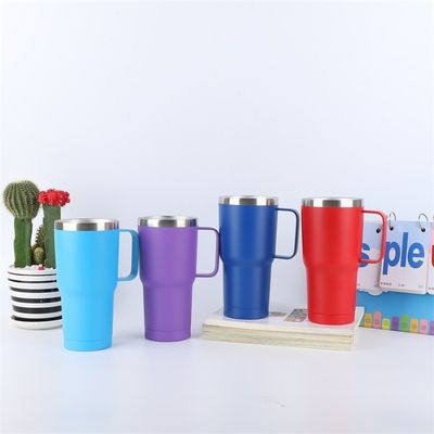 Tazza da caffè in acciaio inossidabile a doppia parete con maniglia e coperchio.