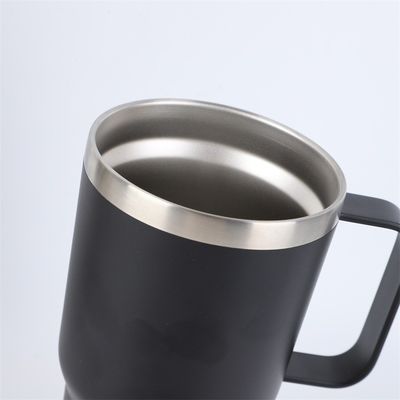 Tazza da caffè in acciaio inossidabile a doppia parete con maniglia e coperchio.