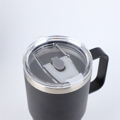 Tazza da caffè in acciaio inossidabile a doppia parete con maniglia e coperchio.