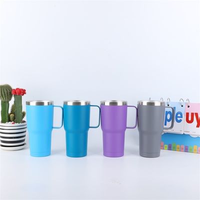 Tazza da caffè in acciaio inossidabile a doppia parete con maniglia e coperchio.