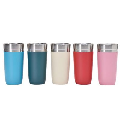 16oz Coppa da caffè a doppia parete in acciaio inossidabile con coperchio di plastica personalizzato