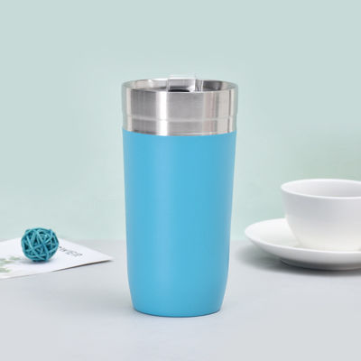 16 oz di acciaio inossidabile doppio muro coppa di viaggio aspirapolvere con coperchio a magazzino e logo personalizzato