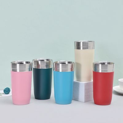 16 oz di acciaio inossidabile doppio muro coppa di viaggio aspirapolvere con coperchio a magazzino e logo personalizzato