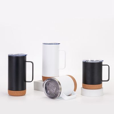 Tazza di caffè isolante a vuoto in acciaio inossidabile con base di sughero 12 oz 16 oz Disegno bocca larga