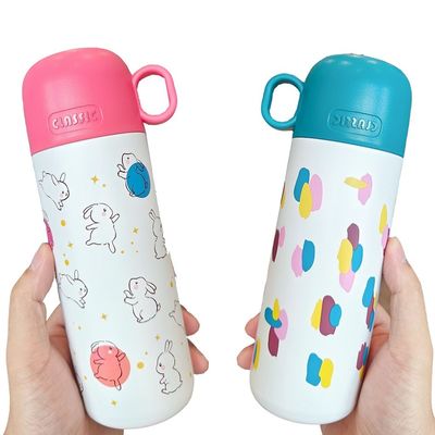 Bottiglia d'acqua per bambini in acciaio inossidabile da 500 ml Tazzina da tumbler carina con disegno e coperchio personalizzati