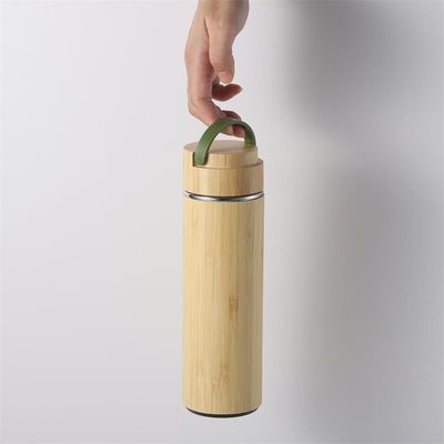 Tazza dritta di acciaio inossidabile isolante a tripla parete di bambù termoflesso con infusore di tè