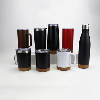 12oz/16oz nero opaco di acciaio inossidabile del fondo del tappo di sughero colore personalizzato design contemporaneo