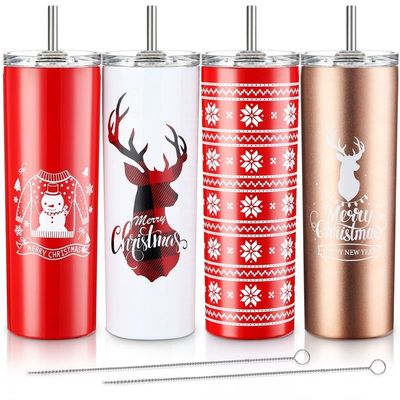 Natale 20oz Slimny Birra Tumbler Isolato Acciaio Inossidabile Tumbler Coppe Con Paglia