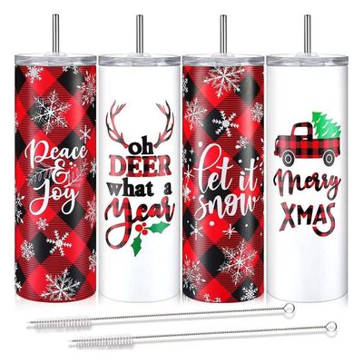 Natale 20oz Slimny Birra Tumbler Isolato Acciaio Inossidabile Tumbler Coppe Con Paglia