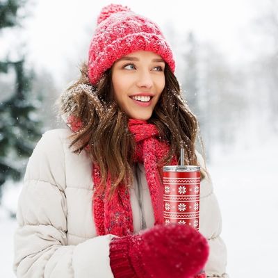Natale 20oz Slimny Birra Tumbler Isolato Acciaio Inossidabile Tumbler Coppe Con Paglia