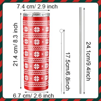 Natale 20oz Slimny Birra Tumbler Isolato Acciaio Inossidabile Tumbler Coppe Con Paglia
