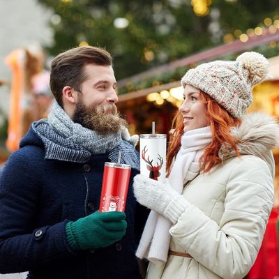 20oz di acciaio inossidabile sublimazione Tumbler bianco per regalo di Natale festivo e colorato