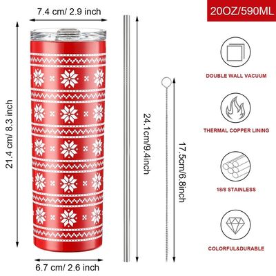 20oz di acciaio inossidabile sublimazione Tumbler bianco per regalo di Natale festivo e colorato