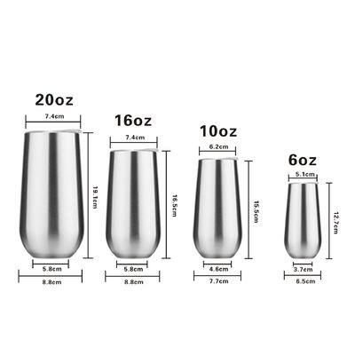 In magazzino 6 oz di flauti di champagne senza fusto Tumbler 10 oz per bambini Sublimazione tazza di caffè Tazze isolanti al vuoto
